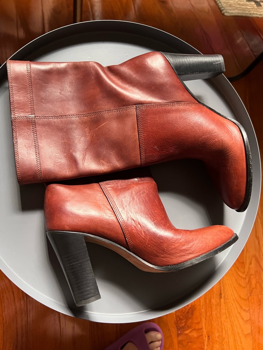 IRO Burnt Orange Leather High Heel Boots